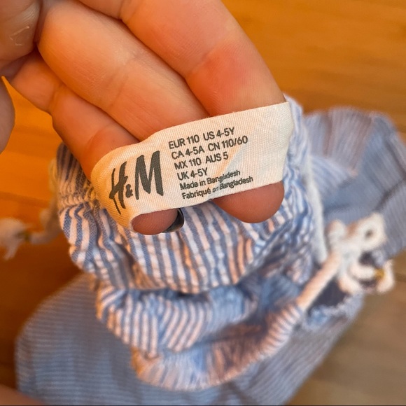 HM gingham blue stripe girls dress sz 4/5 - Picture 3 of 3